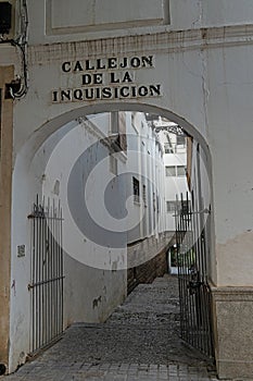 entrance to the inquisition alley or in spanish callejon de la inquicicion in the Triana neighberhood in Seville