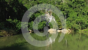 The entrance to the kong Lor cave in the middle of the forest