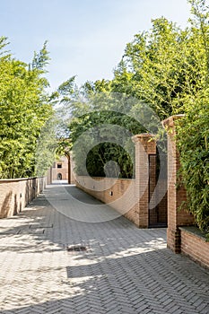 The entrance to the labyrinth of the Masone labirinto della Masone in Fontanellato, Parma, Italy