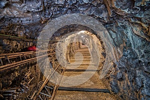 Entrance to limestone tourist caves in the brembana valley Bergamo Italy