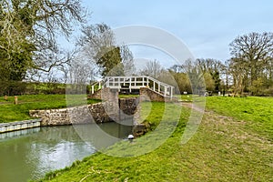 The entrance to a lock gate on the Grand Union Canal close to Welford, UK