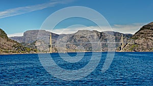 Entrance to Lysefjorden in between mountains