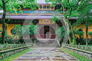 Entrance to the main pavilion of LIngyin Temple, in Hangzhou, China