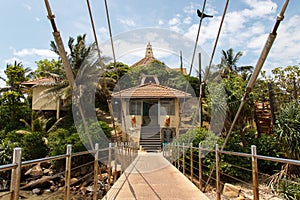 Entrance to Matara Parevi Duwa buddhist temple, Sri Lanka