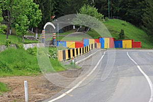 Entrance to the monument to the heroes, Siriu, Romania