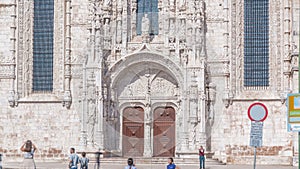 Entrance to Mosteiro dos Jeronimos , a highly ornate former monastery
