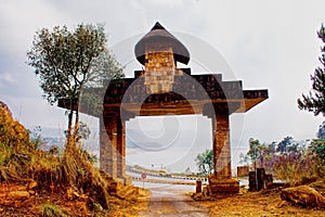 Entrance to The Mount Of Heavenâ€™s Navel- Lum Sohpet Bneng, Shillong, East Khasi Hills District, Meghalaya India.