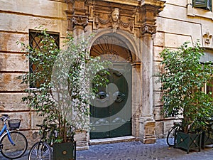 Entrance to an old apartment building