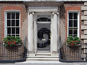 Entrance to old brick townhouse