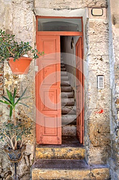 Entrance to old house. Ventimiglia, Italy.