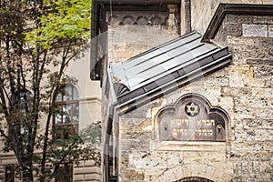 Entrance to the Old Jewish Cemetery stary zidovsky hrbitov of Prague, Czech Republic