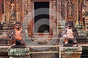 Entrance to one of the temple in Banteay Srei temple complex.