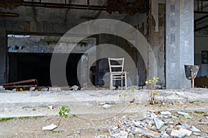 Entrance to Palace of Culture Energetik, abandoned ghost town Pripyat, Chernobyl Exclusion Zone, Ukraine