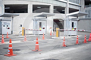 Entrance to parking lot, Barrier on the car parking.