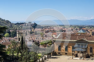 Entrance to Pitti Palace and view of the city on background