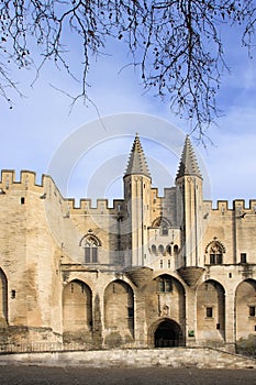 The entrance to The Popes' Palace in Avignon, France