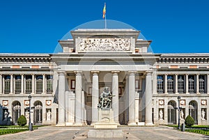 Entrance to Prado museum with Velazquez statue of Madrid photo