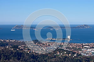 The entrance to the RÃ­a de Vigo with the Cies Islands photo