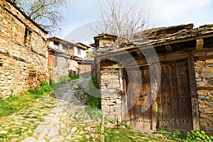 Entrance to a rustic stone house, Leshten, Bulgaria