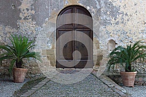 Entrance to sant anna in camprena castle in tuscany/Italy.