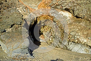 Entrance to sea cave at Fishermans Cove Beach in Laguna Beach, California.