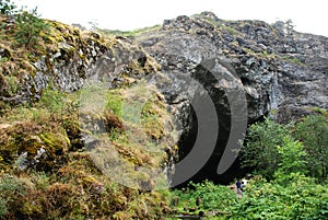 Entrance to the Shulgan-Tash cave in a national park in Bashkiria.