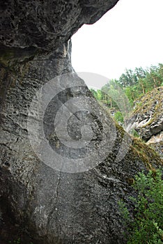 Entrance to the Shulgan-Tash cave in a national park in Bashkiria.