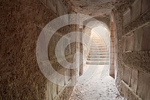 Entrance to Sousse catacombs flooded with light photo