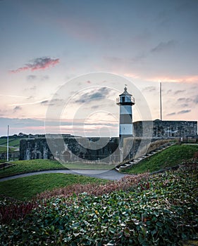 The entrance to Southsea Castle, Portsmouth at sunset