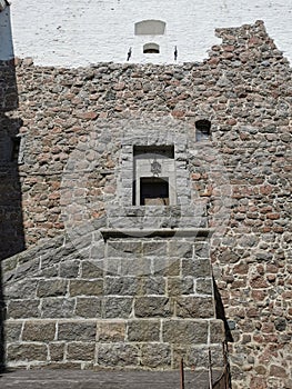 The entrance to the St. Olaf Tower in the city of Vyborg