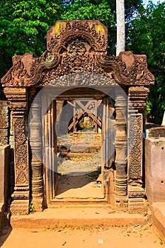 The entrance  to the stone carving is the Narayana avatar as Narasimha.