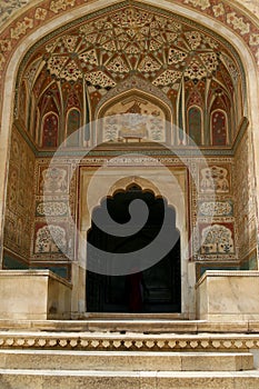 An entrance to a temple in Amber Fort, India