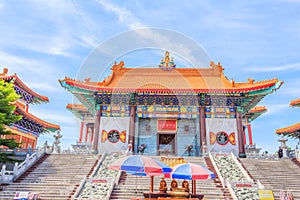 Entrance to traditional chinese style temple at Wat Leng Noei Yi Nonthaburi,Thailand