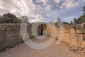 Entrance to the Treasury of Atreus , Mycenae Greece