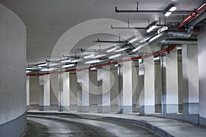 Entrance to underground Parking. Empty tunnel