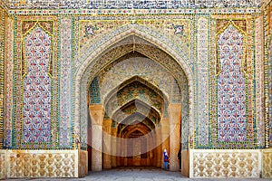 Entrance to the Vakil Mosque in Shiraz. Ancient architectural monument of Iran. photo