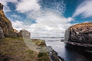 Entrance to Whaligoe Harbour in Caithness in Scotland