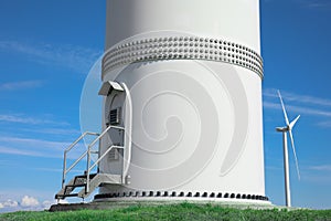 Entrance to wind turbine power generator. Alternative energy source