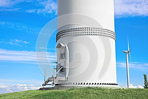 Entrance to wind turbine power generator. Alternative energy source