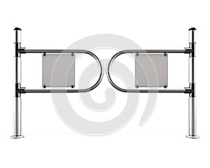 Entrance tourniquet, turnstile from chromes pipes. 3d.