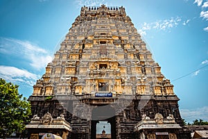 Entrance tower ( Gopuram) of Ekambareswarar Temple, Earth Linga Kanchipuram, Tamil Nadu, South India