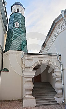 Entrance and tower of the House of a pricht in Saint Petersburg, Russia