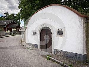 Entrance of a traditional wine cellar in Lower Austria