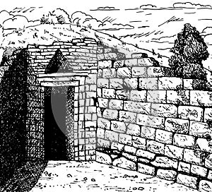 Entrance of the Treasury of Atreus ruins