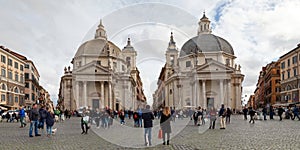 Entrance of the Tridente from Piazza del Popolo in Rome