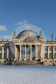 Entrance view of the Reichstag (Bundestag) building in Berlin, Ge