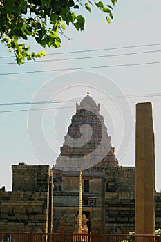 Entrance way at sunset view of the ancient Brihadisvara Temple in Gangaikonda Cholapuram, india.