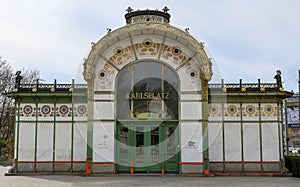 entrance of Wien Museum Otto Wagner Pavillon Karlsplatz Vienna Austria