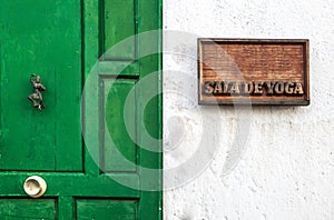 Entrance of a yoga center located in a rural area