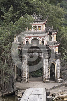 Entrence of buddhist temple. Nimh Binh, Vietnam.